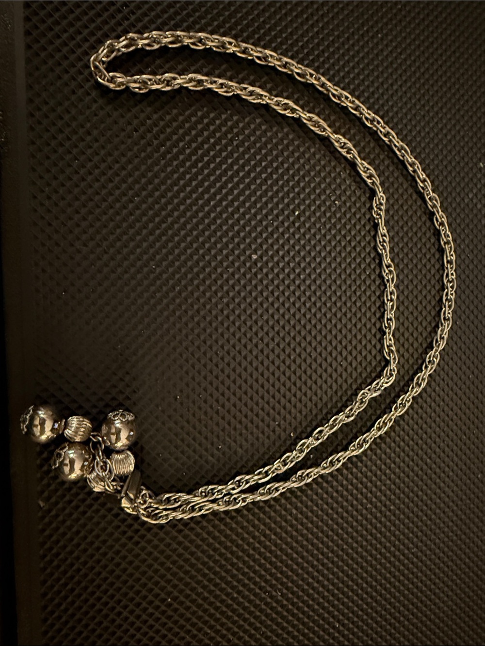 Vintage Silver Multi-Strand Necklace with Bead Pendant - Unbranded